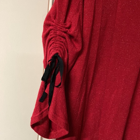JUICY COUTURE Sweater Round Neck Long Bell Sleeves with Ties Red Sparkles Size M - Picture 5 of 7